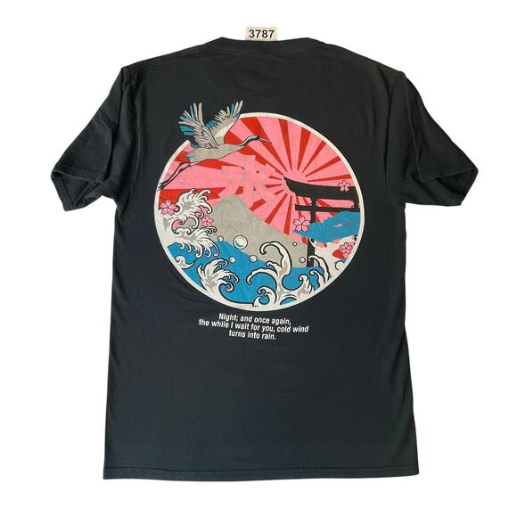 CVLA Men T-shirt size S Short Sleeve Stretchy Cold Wind Turns Into Rain Black - Picture 1 of 8